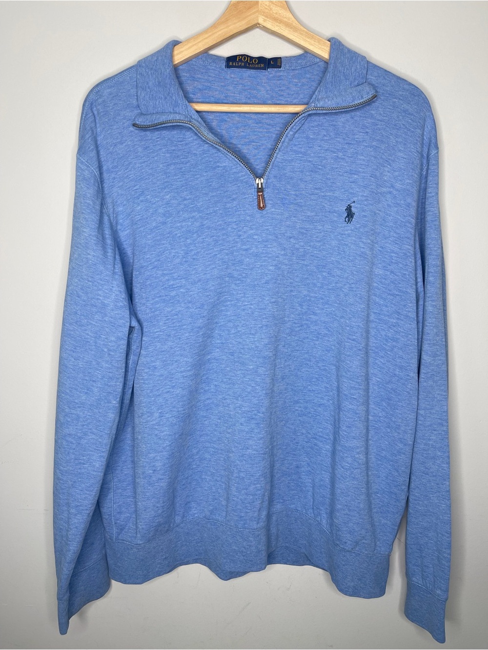 Ralph Lauren Polo pastel blue quarter zip 1/4 pullover sweatshirt sweater large
